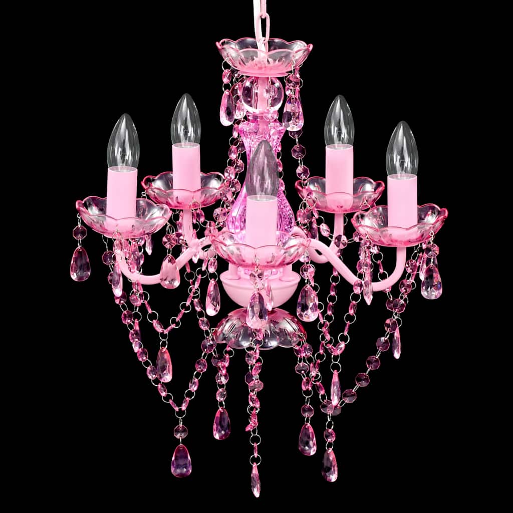Lampadario in Cristallo 5 Lampadine Rosa - homemem39