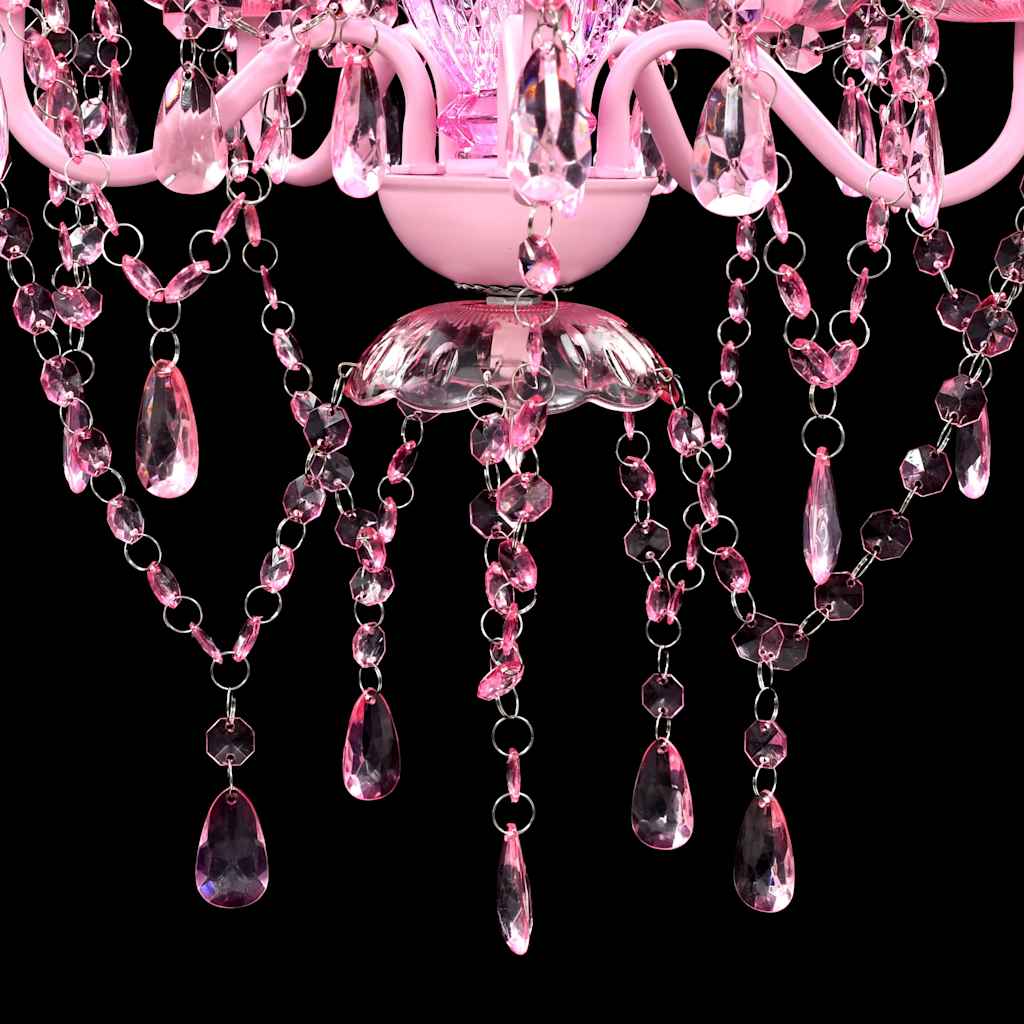 Lampadario in Cristallo 5 Lampadine Rosa - homemem39