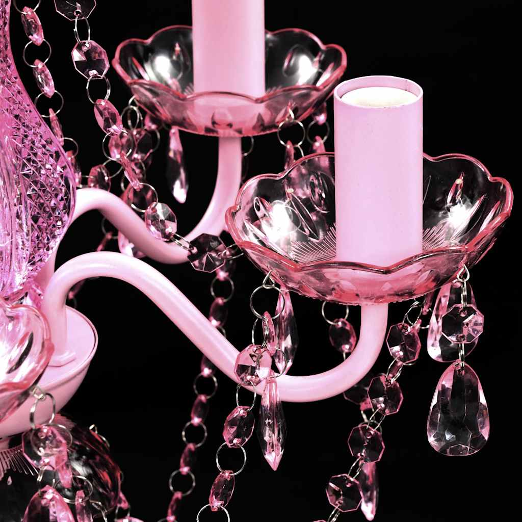 Lampadario in Cristallo 5 Lampadine Rosa - homemem39