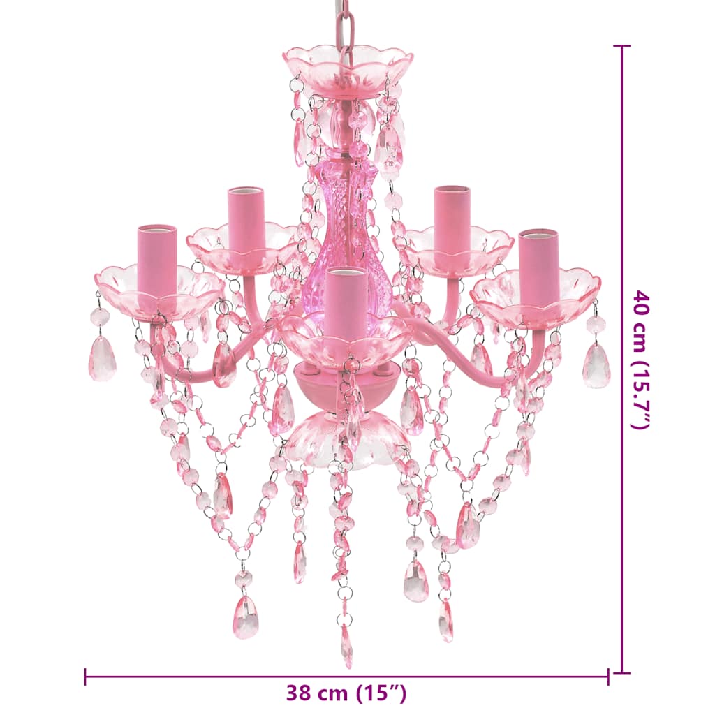 Lampadario in Cristallo 5 Lampadine Rosa - homemem39