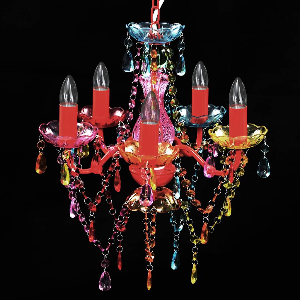 Lampadario in Cristallo 5 Lampadine Multicolore - homemem39