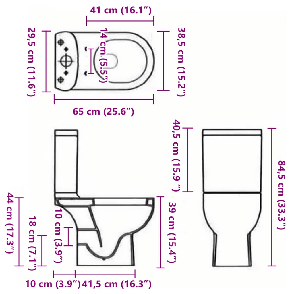 Vaso WC in Ceramica con Scarico Dietro Nero - homemem39