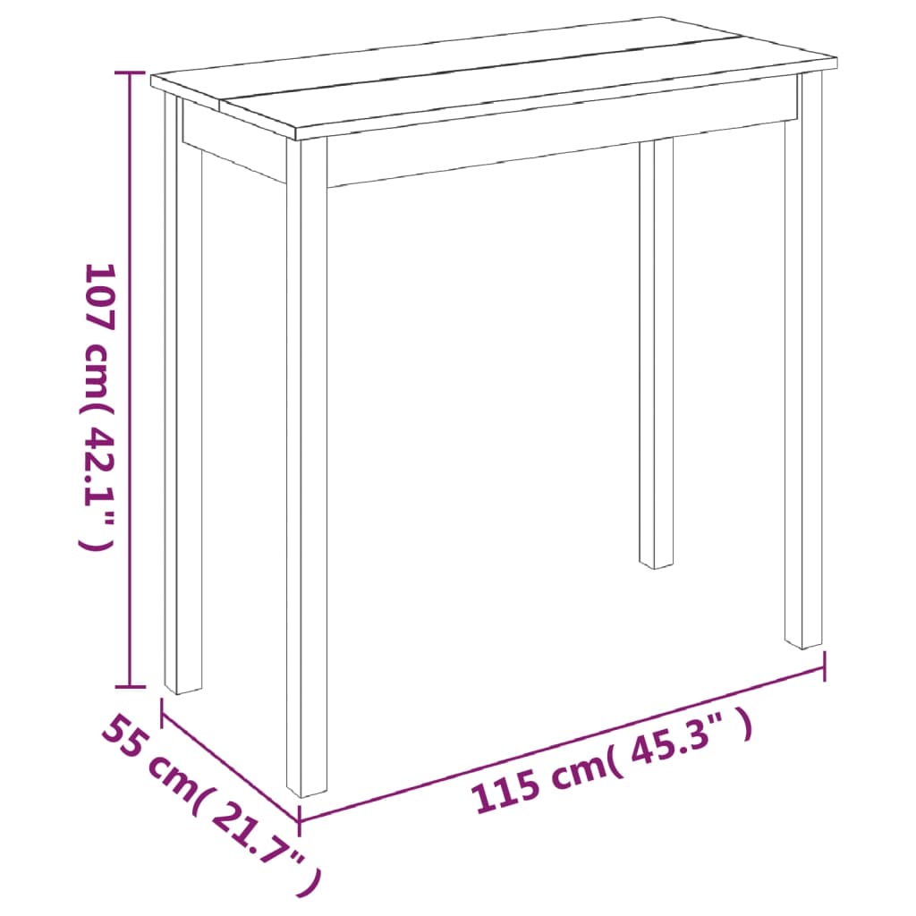 Tavolo da Bar in MDF Nero 115x55x107 cm | homemem39