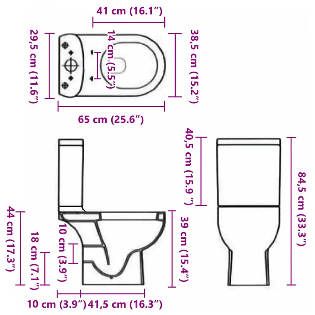 Vaso WC in Ceramica con Scarico Dietro Bianco - homemem39