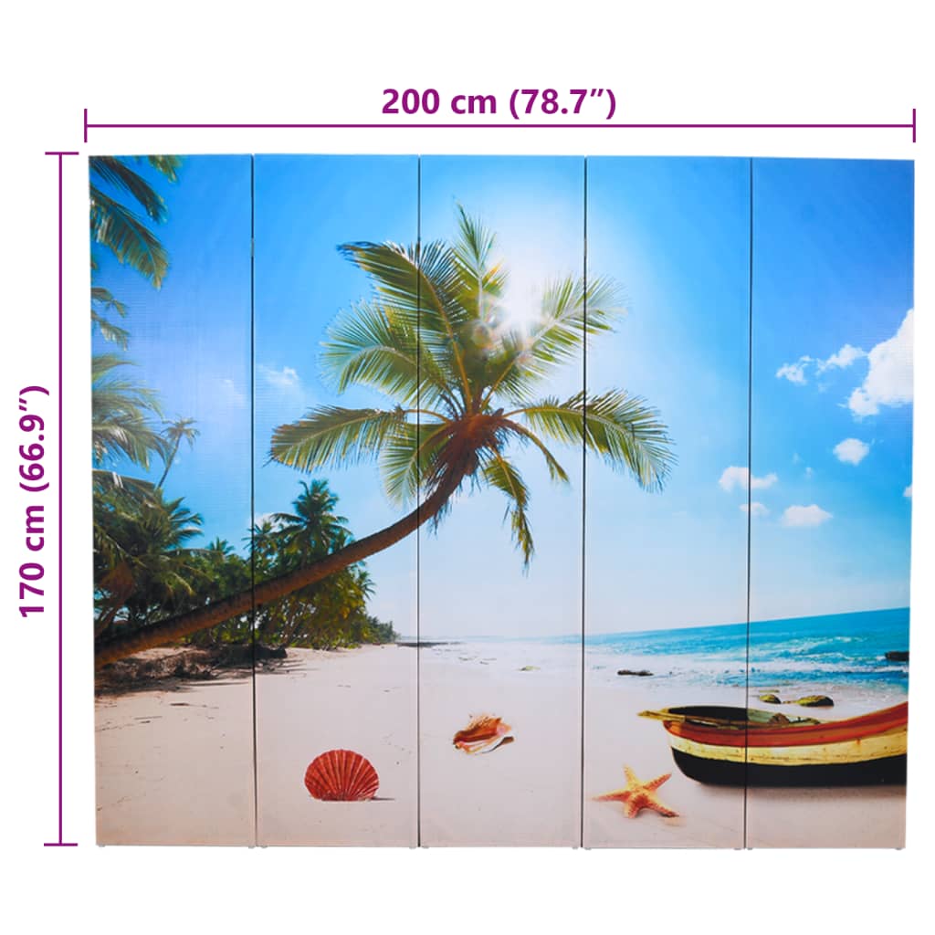 Paravento Pieghevole 200x170 cm con Stampa Spiaggia - homemem39