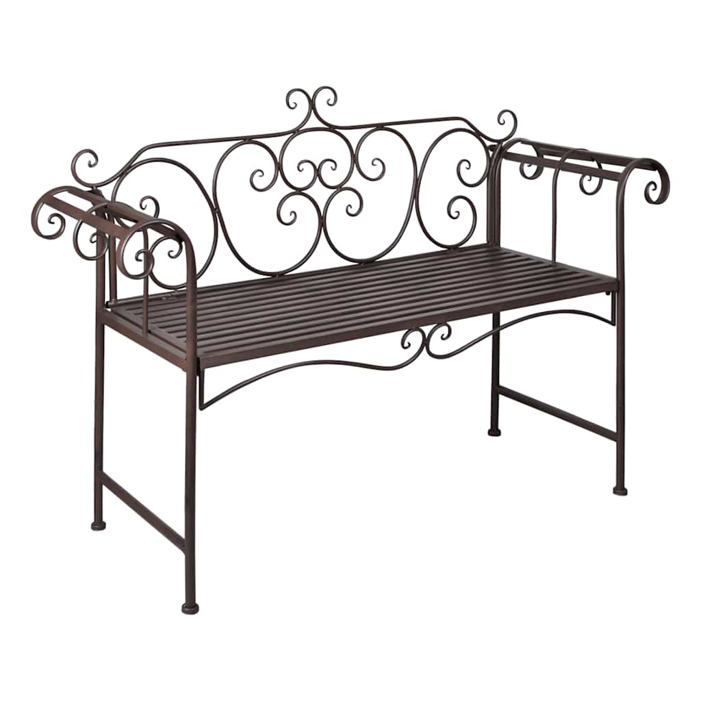 Panchina da Giardino 132 cm in Acciaio Stile Anticato Marrone - homemem39