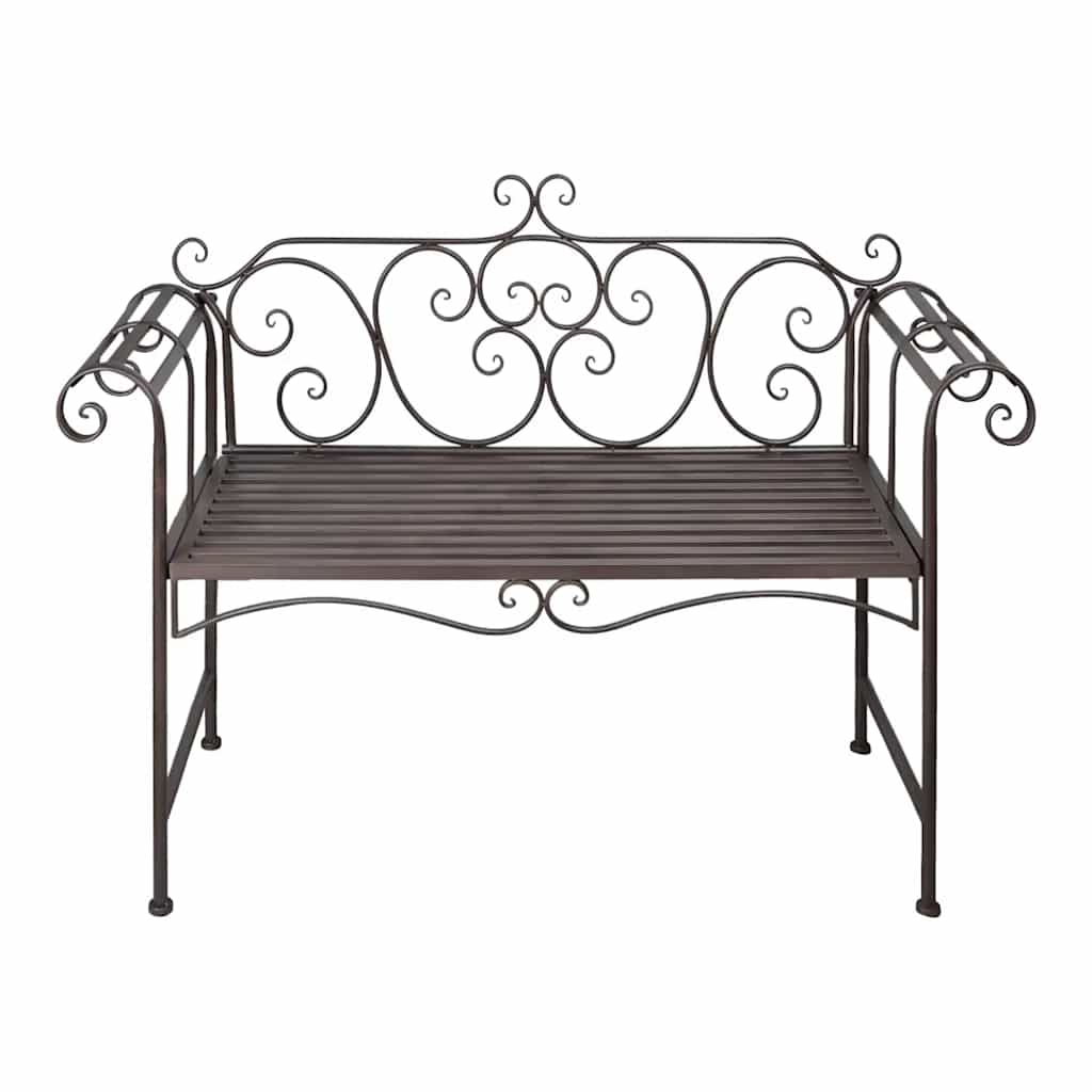 Panchina da Giardino 132 cm in Acciaio Stile Anticato Marrone - homemem39