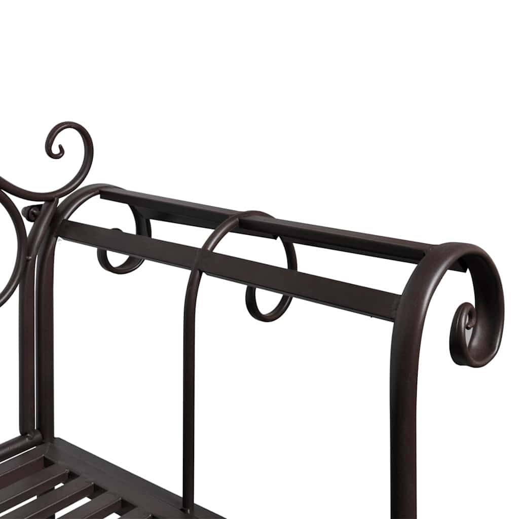 Panchina da Giardino 132 cm in Acciaio Stile Anticato Marrone - homemem39