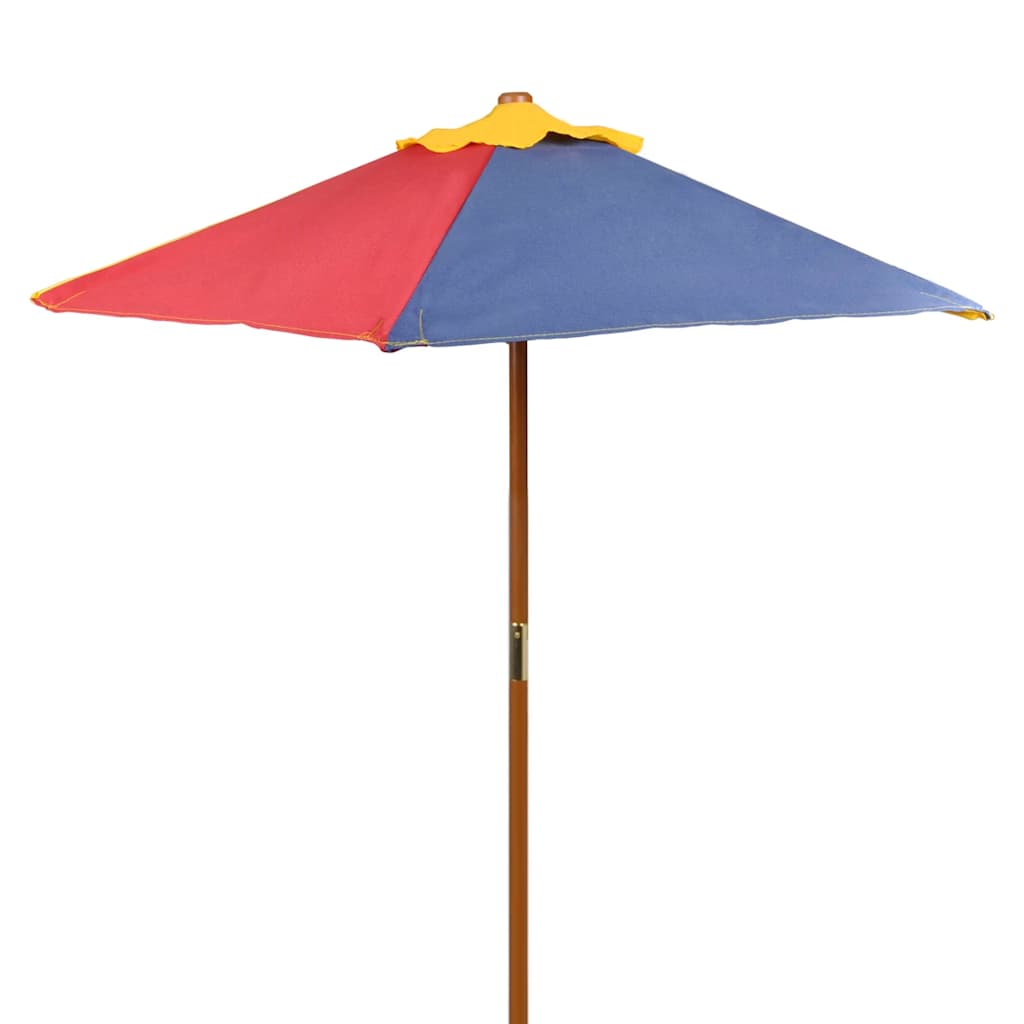 Tavolo e Panchine per Bambini con Parasole Legno Multicolore - homemem39