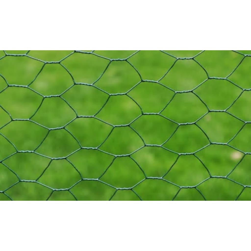 Recinzione in Rete per Pollaio Rivestita in PVC 25x0,5 m Verde | homemem39