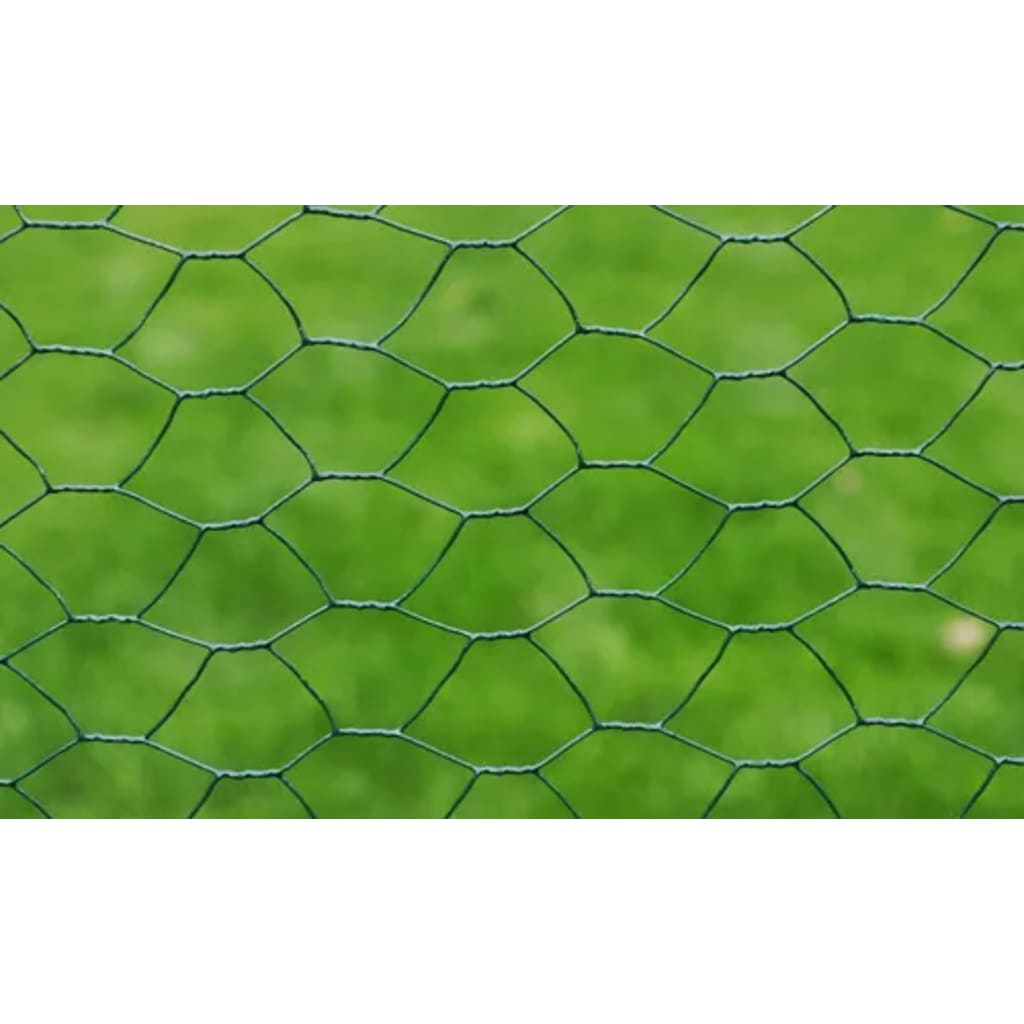 Recinzione in Rete per Pollaio Rivestita in PVC 25x1 m Verde | homemem39