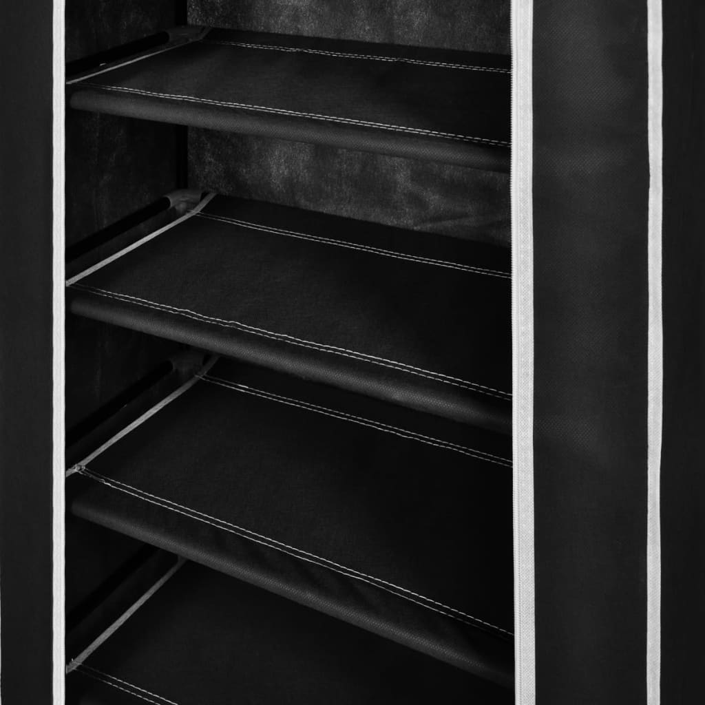 Scarpiera in Tessuto Richiudibile 58 x 28 x 106 cm Nera - homemem39