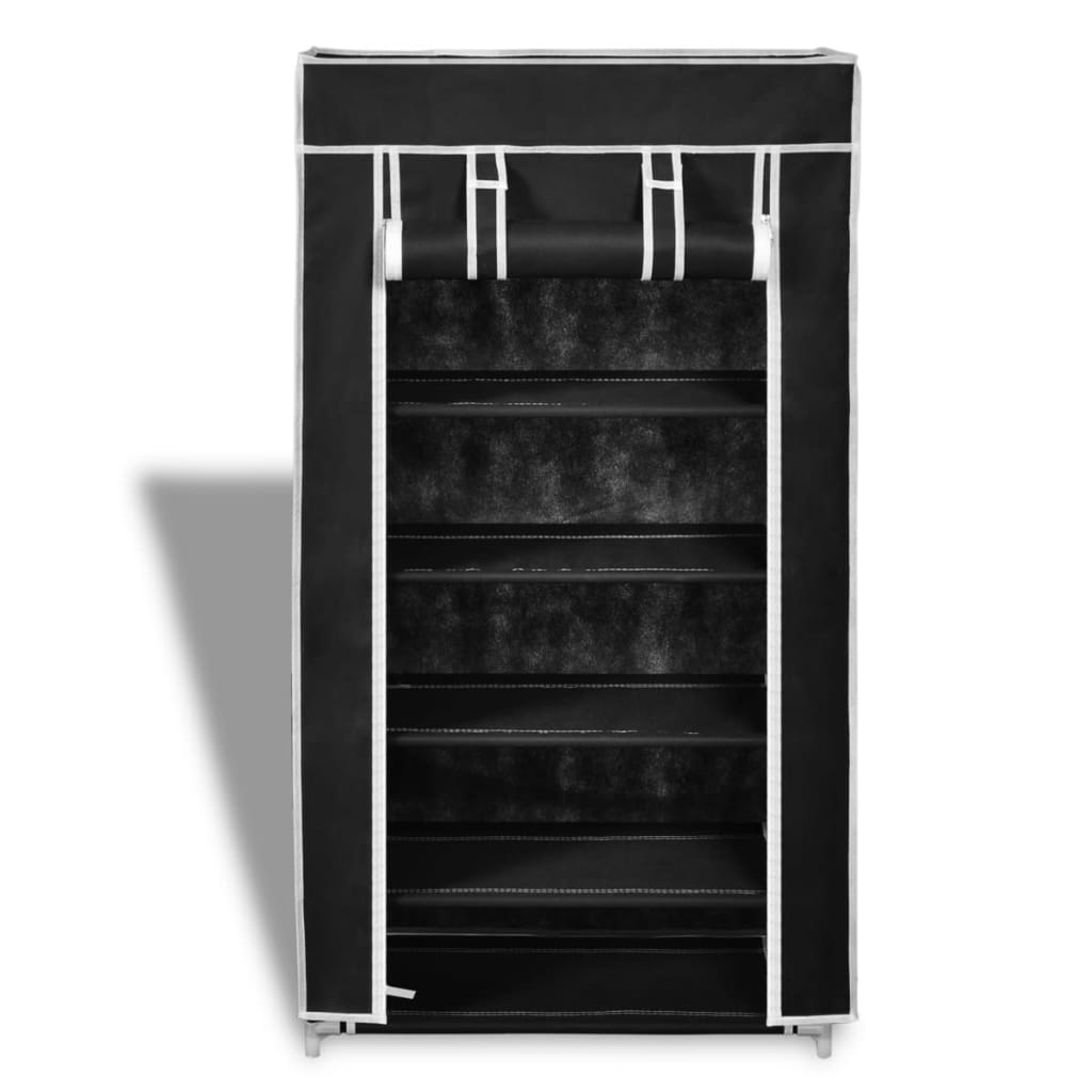 Scarpiera in Tessuto Richiudibile 58 x 28 x 106 cm Nera - homemem39