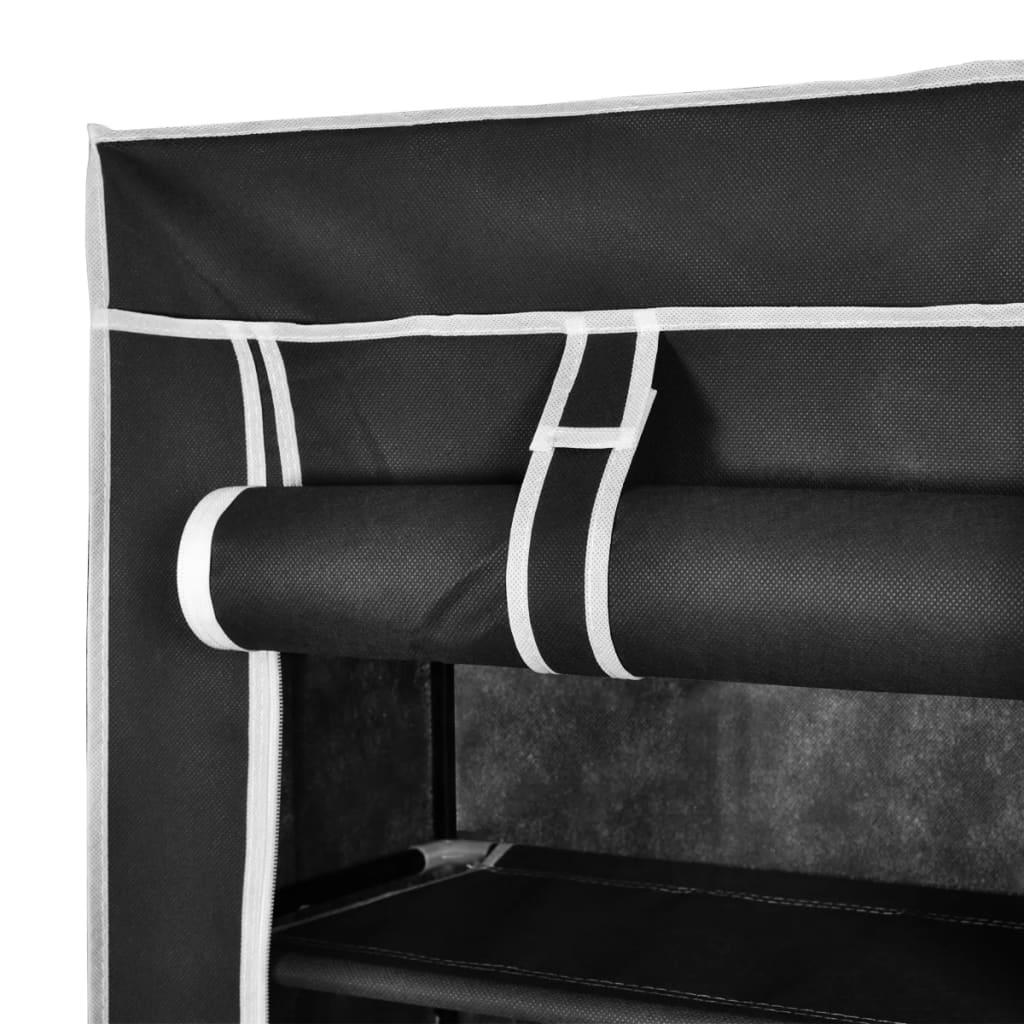 Scarpiera in Tessuto Richiudibile 57 x 29 x 162 cm Nera - homemem39