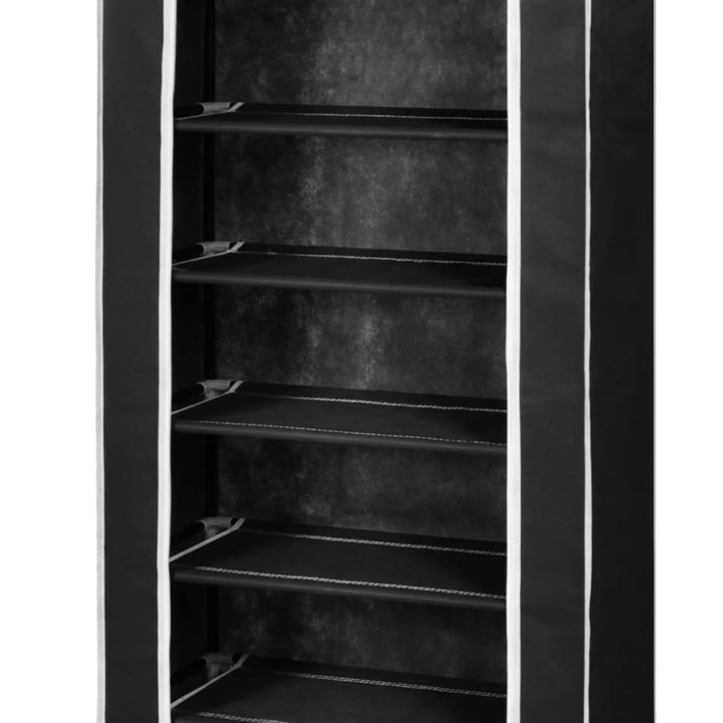Scarpiera in Tessuto Richiudibile 57 x 29 x 162 cm Nera - homemem39