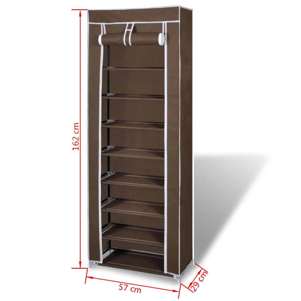 Scarpiera in Tessuto Richiudibile 57 x 29 x 162 cm Marrone - homemem39