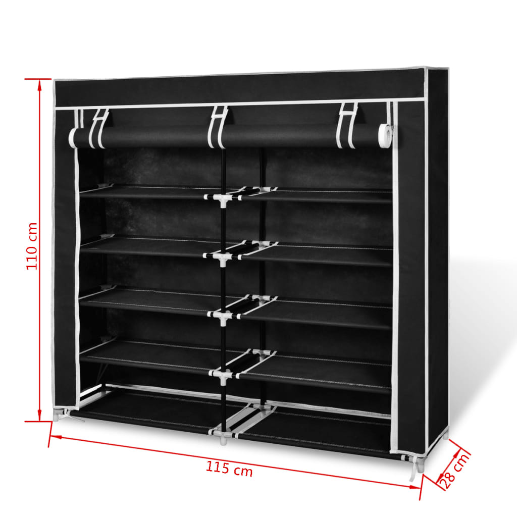 Scarpiera in Tessuto Richiudibile 115 x 28 x 110 cm Nera - homemem39