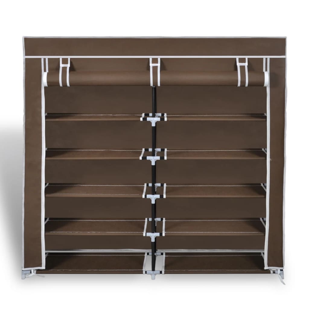 Scarpiera in Tessuto Richiudibile 115 x 28 x 110 cm Marrone - homemem39