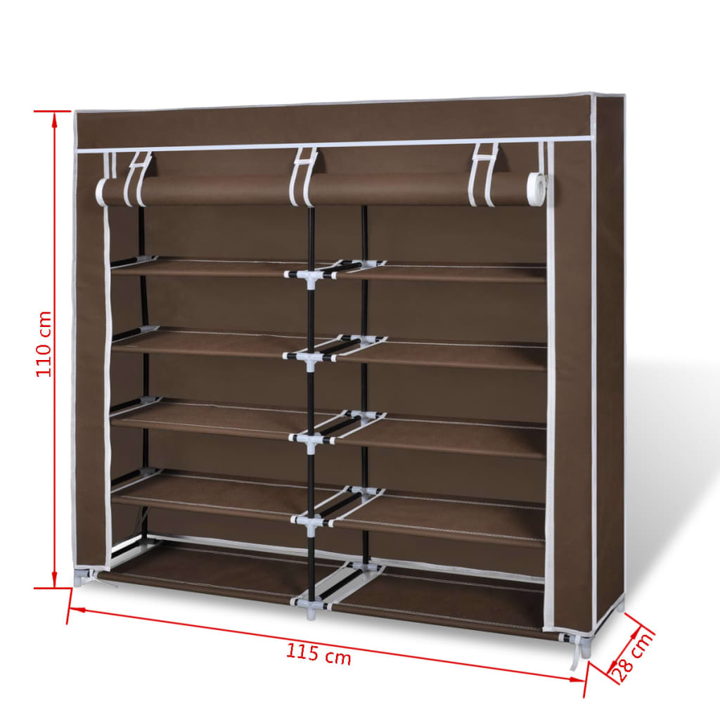 Scarpiera in Tessuto Richiudibile 115 x 28 x 110 cm Marrone - homemem39