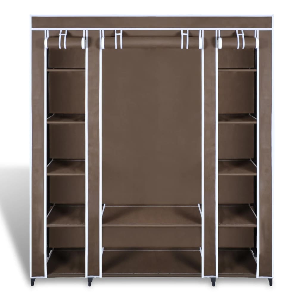 Armadio in Tessuto con Scomparti e Aste 45x150x176 cm Marrone - homemem39