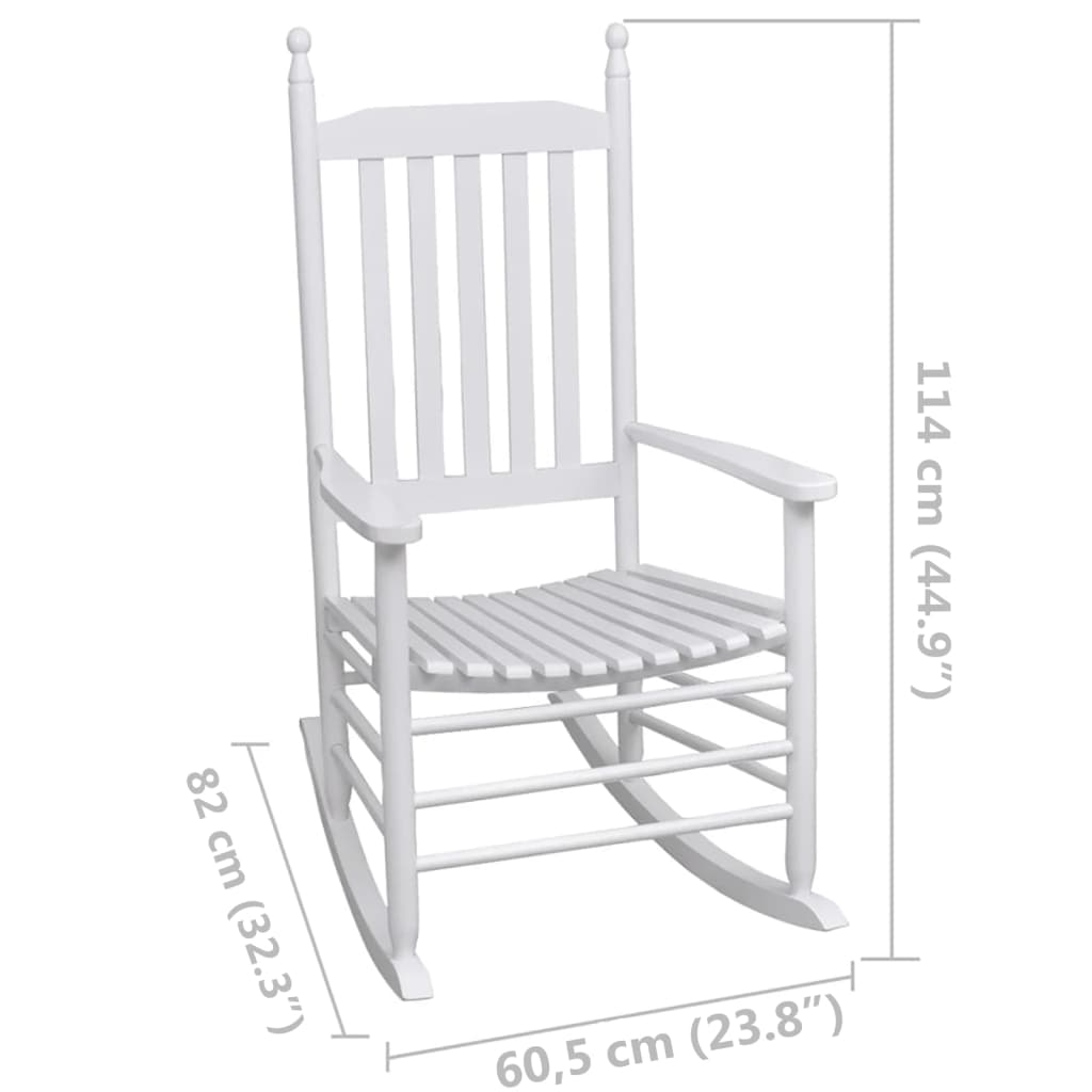 Sedia a Dondolo con Sedile Curvo Bianco in Legno | homemem39