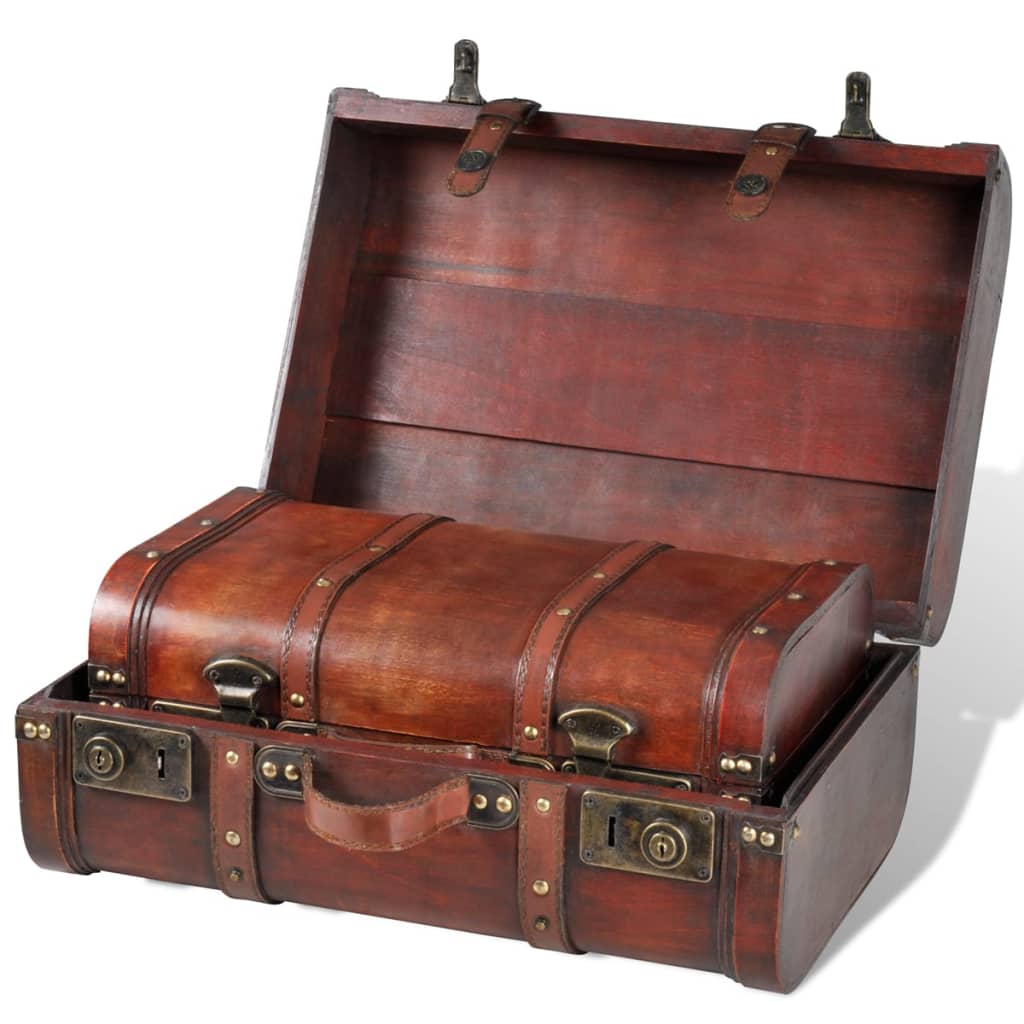 Baule del Tesoro in Legno 2 pz Vintage Marrone - homemem39