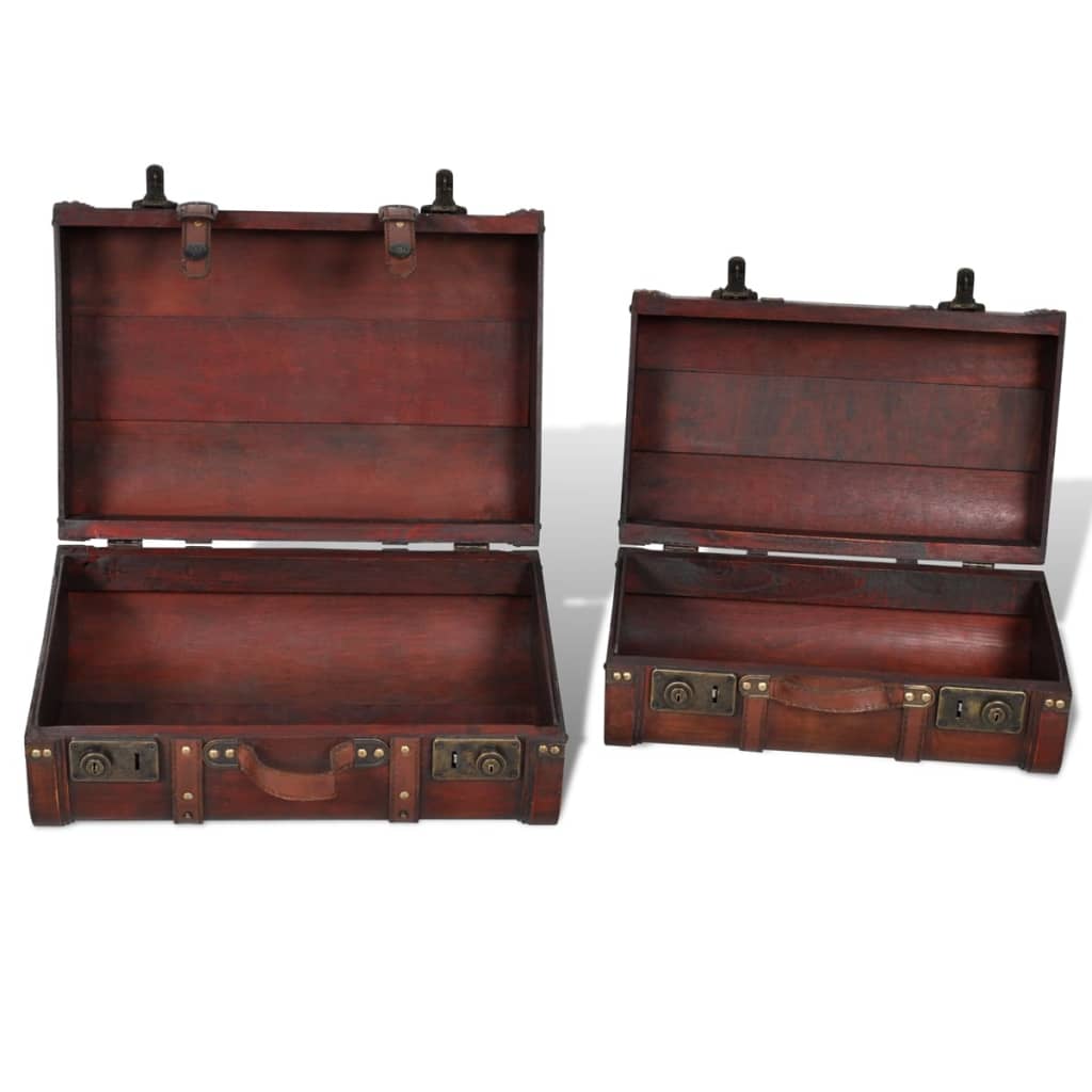 Baule del Tesoro in Legno 2 pz Vintage Marrone - homemem39