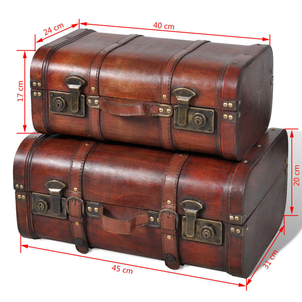 Baule del Tesoro in Legno 2 pz Vintage Marrone - homemem39