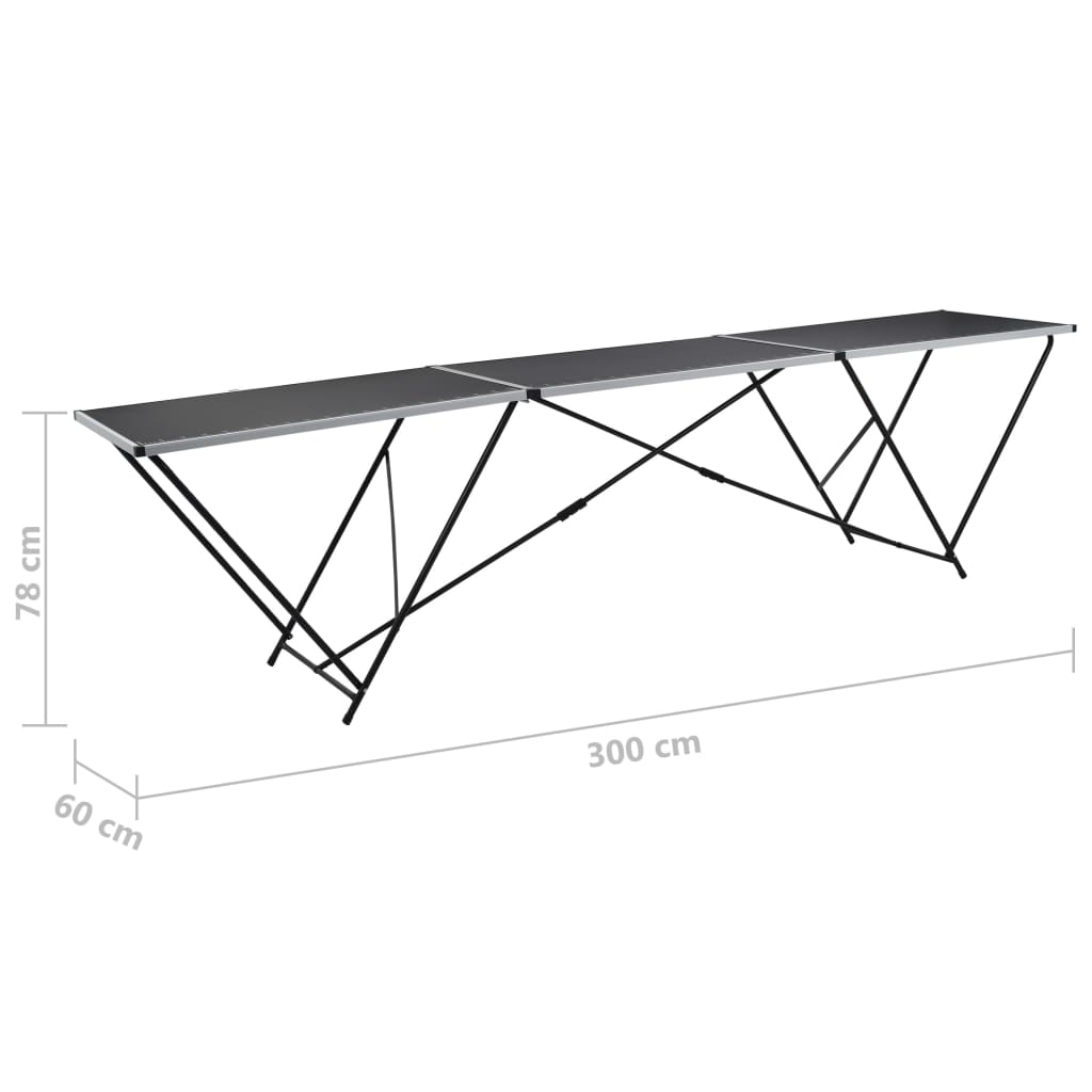 Tavolo Pieghevole per Carta da Parati MDF Alluminio 300x60x78cm - homemem39