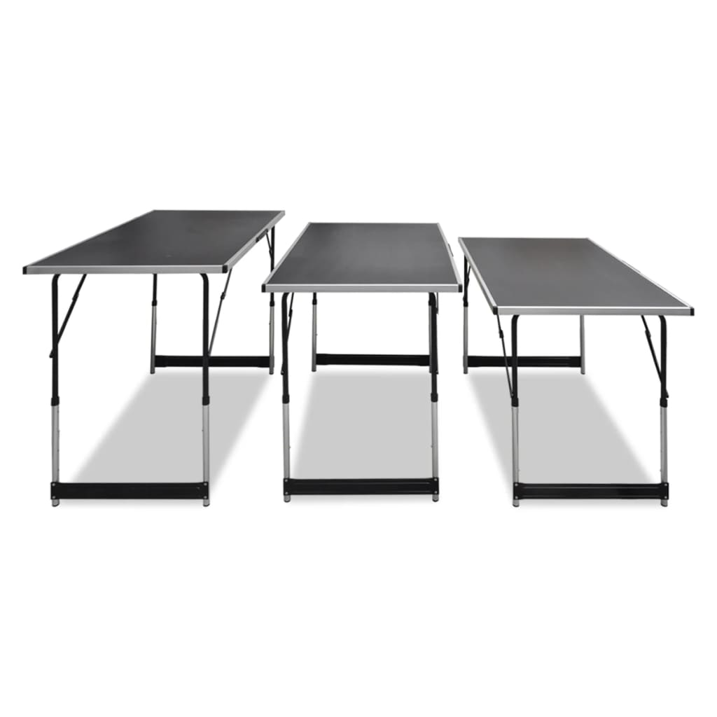 Tavolo da Lavoro Set 3 pz Pieghevole Altezza Regolabile - homemem39