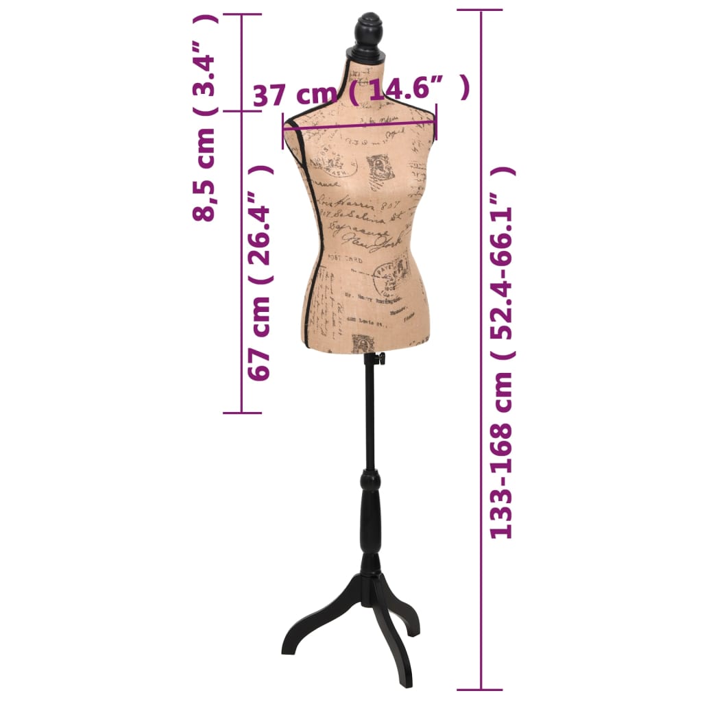 Busto Sartoriale Donna Marrone Nero Manichino in Iuta | homemem39