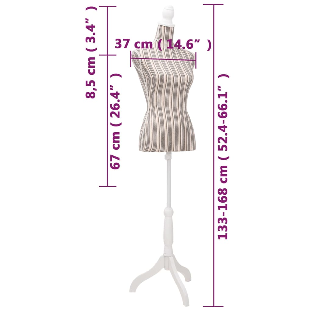 Busto Sartoriale Donna Manichino in Tessuto con Strisce | homemem39