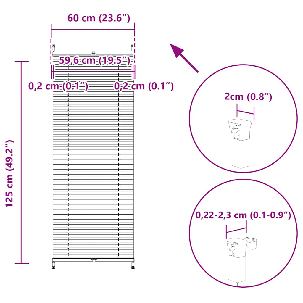 Tenda Plissettata 60x125cm Bianca Oscurante