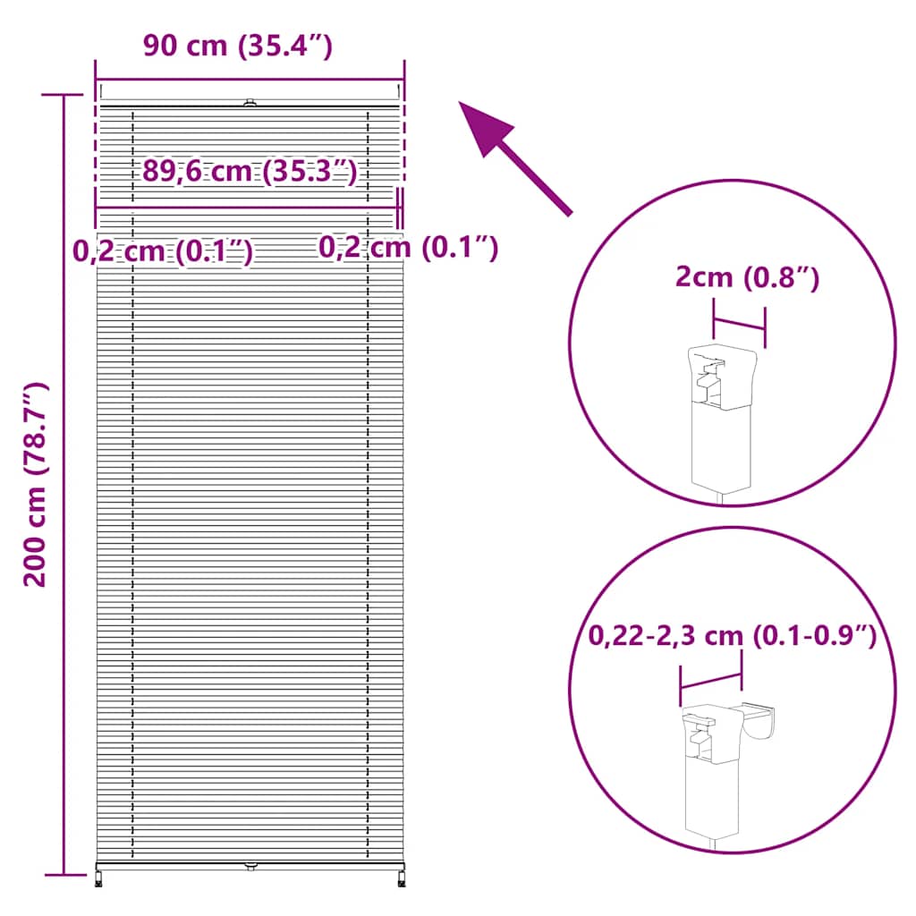 Tenda plissè 90x200cm bianca - homemem39