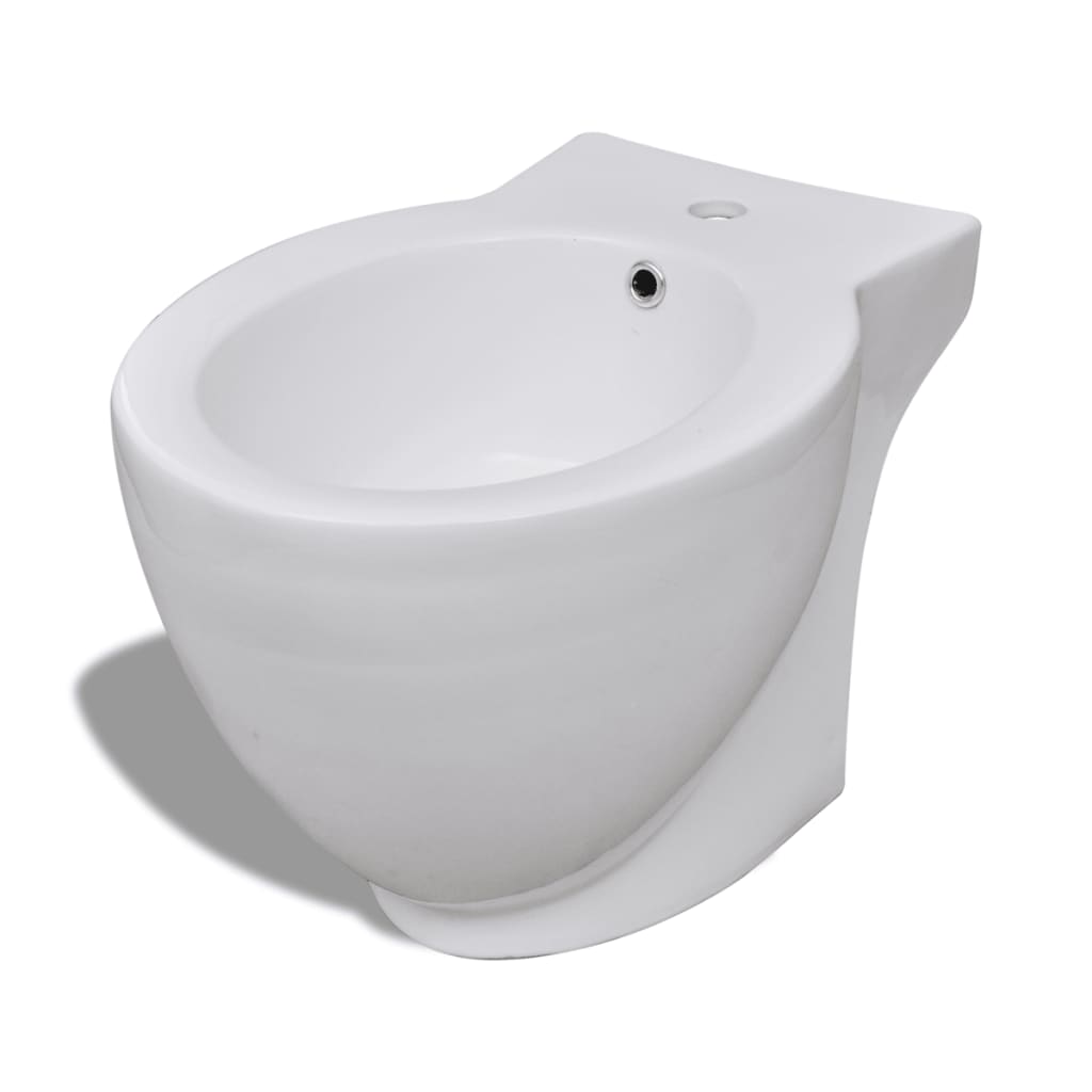 Bidè Rotondo Bianco con Piede di Alta Qualità in Ceramica - homemem39