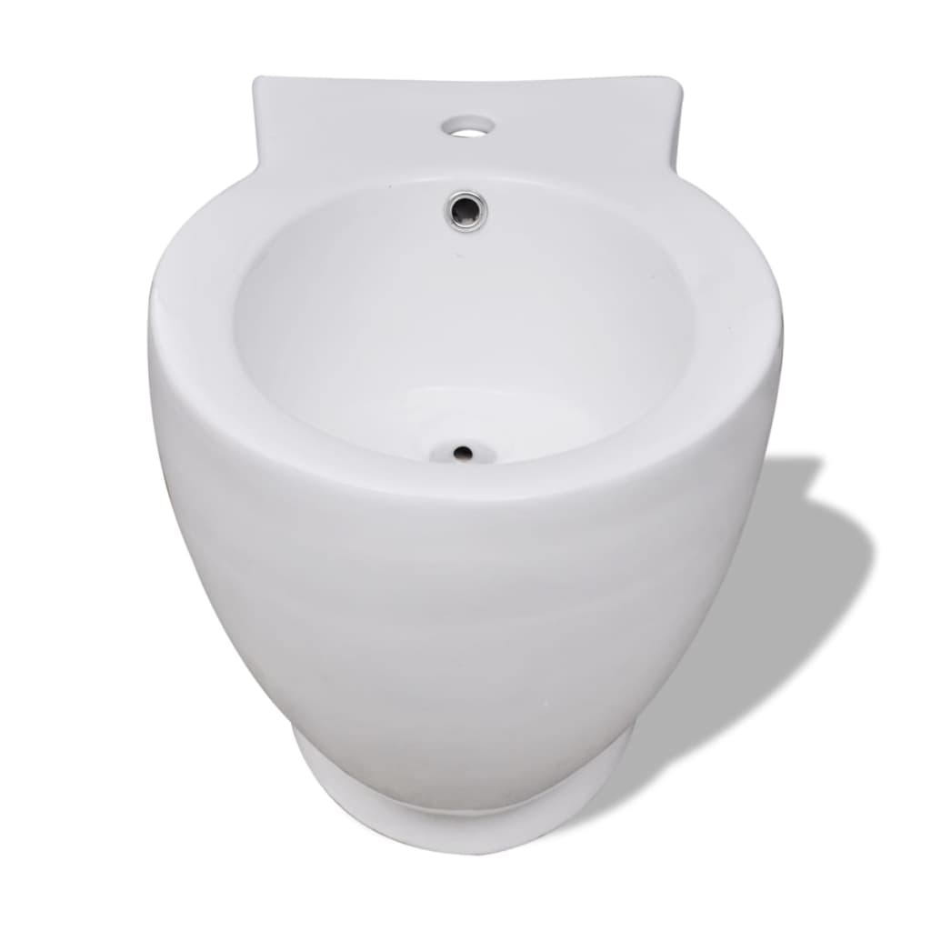 Bidè Rotondo Bianco con Piede di Alta Qualità in Ceramica - homemem39