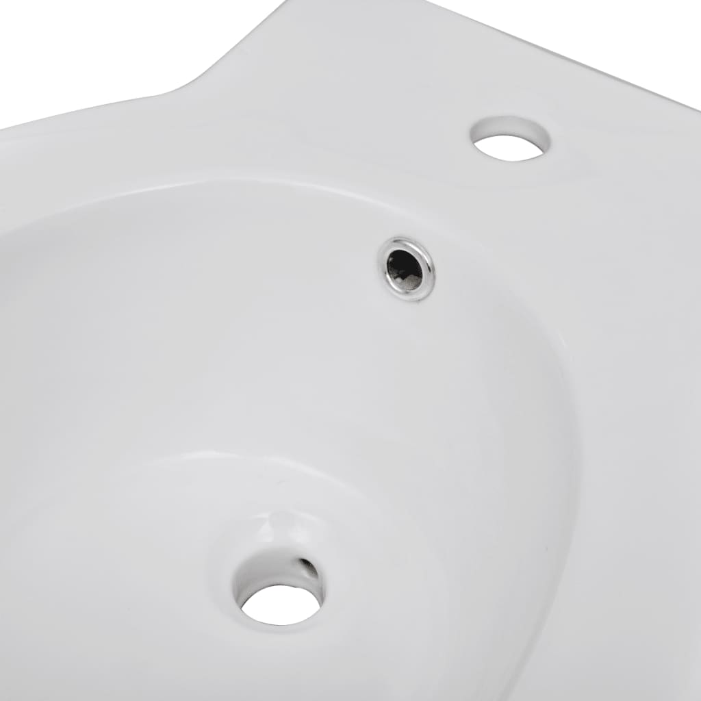 Bidè Rotondo Bianco con Piede di Alta Qualità in Ceramica - homemem39