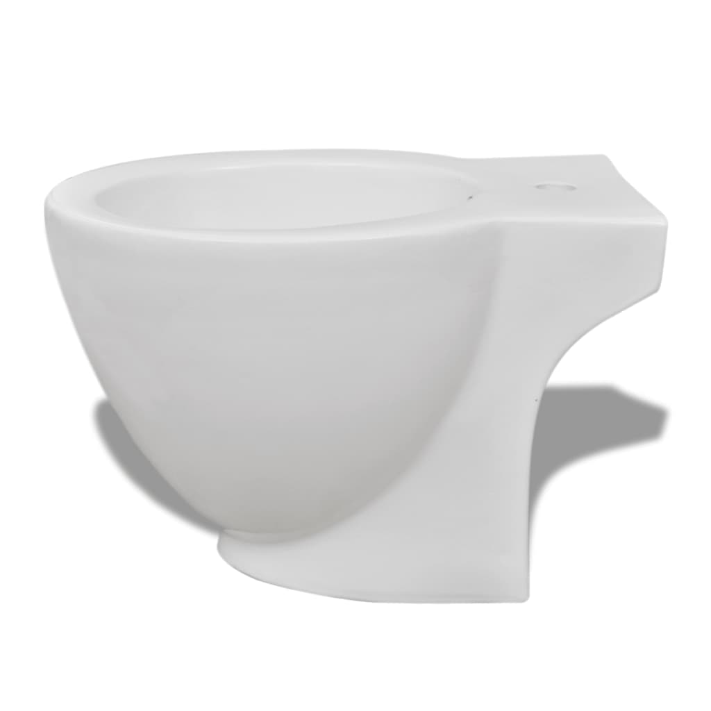 Bidè Rotondo Bianco con Piede di Alta Qualità in Ceramica - homemem39