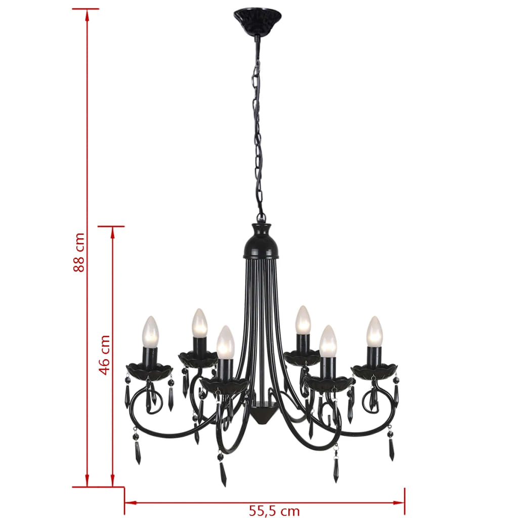 Lampada da Soffitto Pendente Elegante Nera 6 Portalampade - homemem39