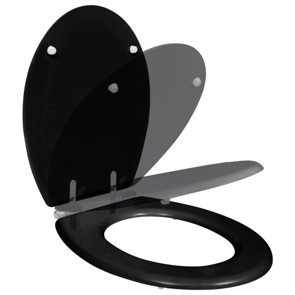 Sedile WC in MDF Coperchio Chiusura Ammortizzata Semplice Nero - homemem39