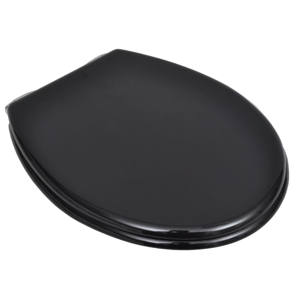 Sedile WC in MDF Coperchio Chiusura Ammortizzata Semplice Nero - homemem39