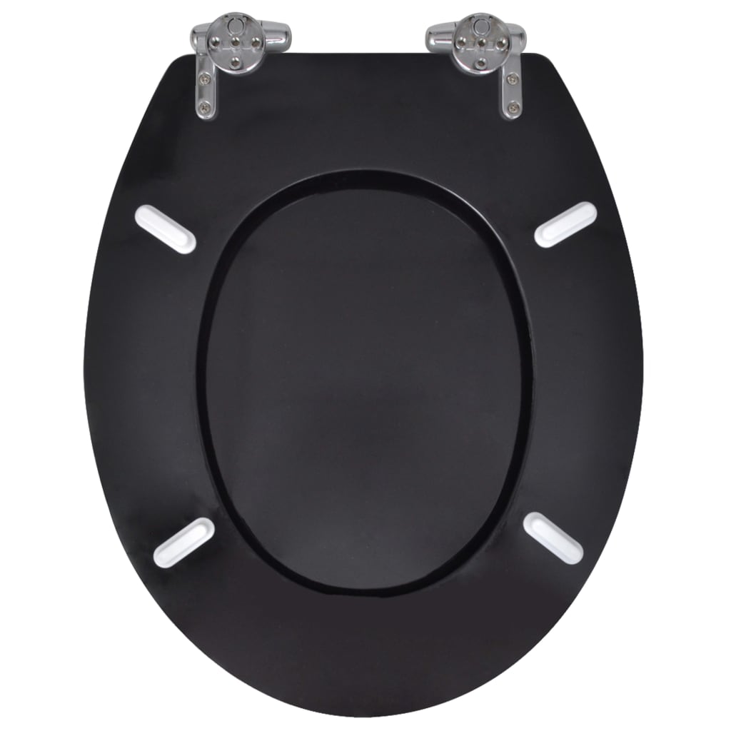 Sedile WC in MDF Coperchio Chiusura Ammortizzata Semplice Nero - homemem39