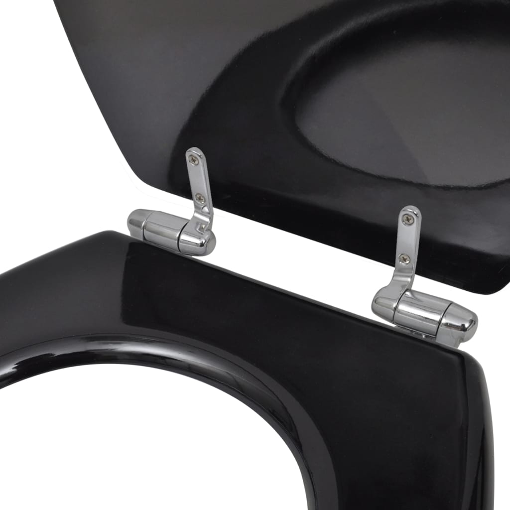 Sedile WC in MDF Coperchio Chiusura Ammortizzata Semplice Nero - homemem39