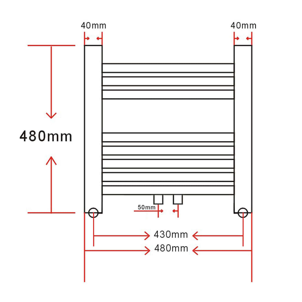 Radiatore Riscaldamento Bagno 480 x 480 mm Medio e Laterale | homemem39