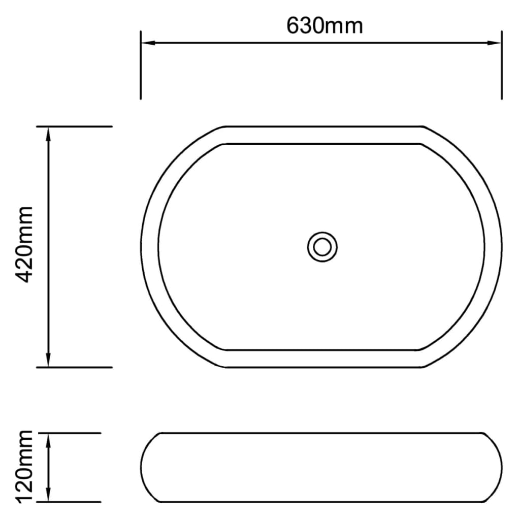 Lavello Bianco in Ceramica di Lusso Ovale 63 x 42 cm | homemem39