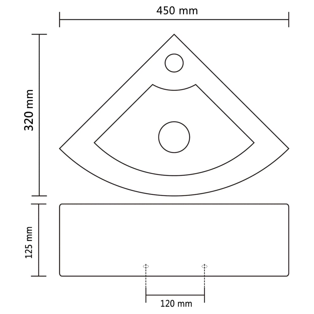 Lavandino con Troppopieno 45x32x12,5 cm Bianco | homemem39