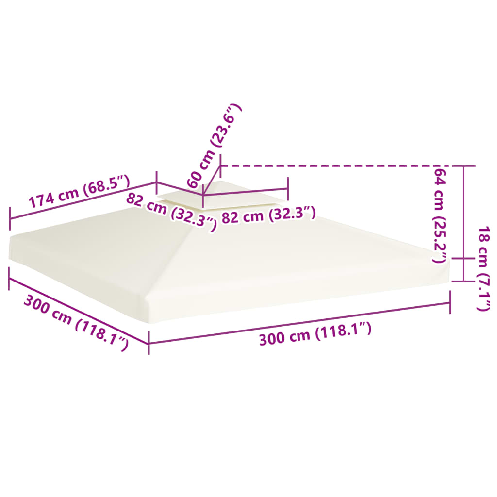 Telo di Ricambio per Gazebo 310g/m² Bianco Crema 3x3m | homemem39