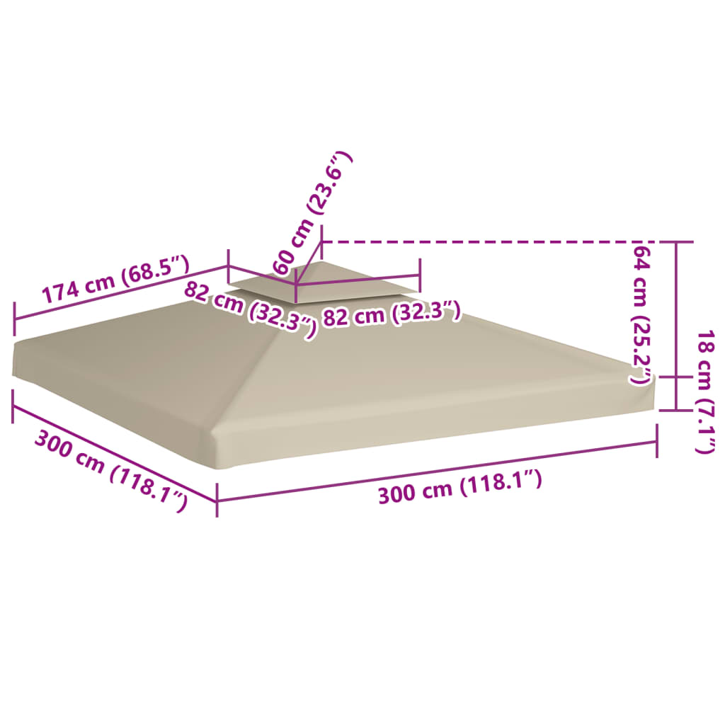 Telo di Ricambio per Gazebo 310g/m² Beige 3x3m | homemem39
