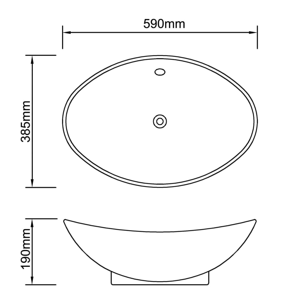 Lavello Ovale in Ceramica di Lusso con Troppopieno 59 x 38,5 cm | homemem39