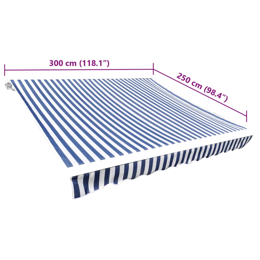 Tessuto di Ricambio per Tenda da Sole Blu e Bianco 3x2,5 m Poliestere | homemem39